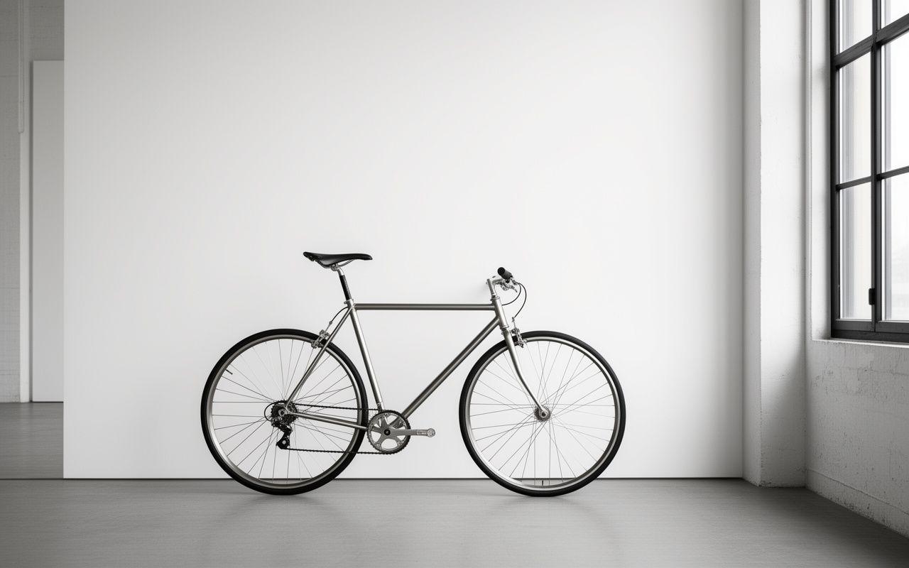 Bicicletta custom di design in un loft moderno